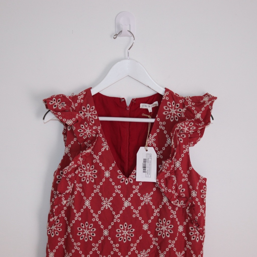 Free the Roses | Ruffle Sleeve Embroidered V Neck Dress Size S - Picture 4 of 9